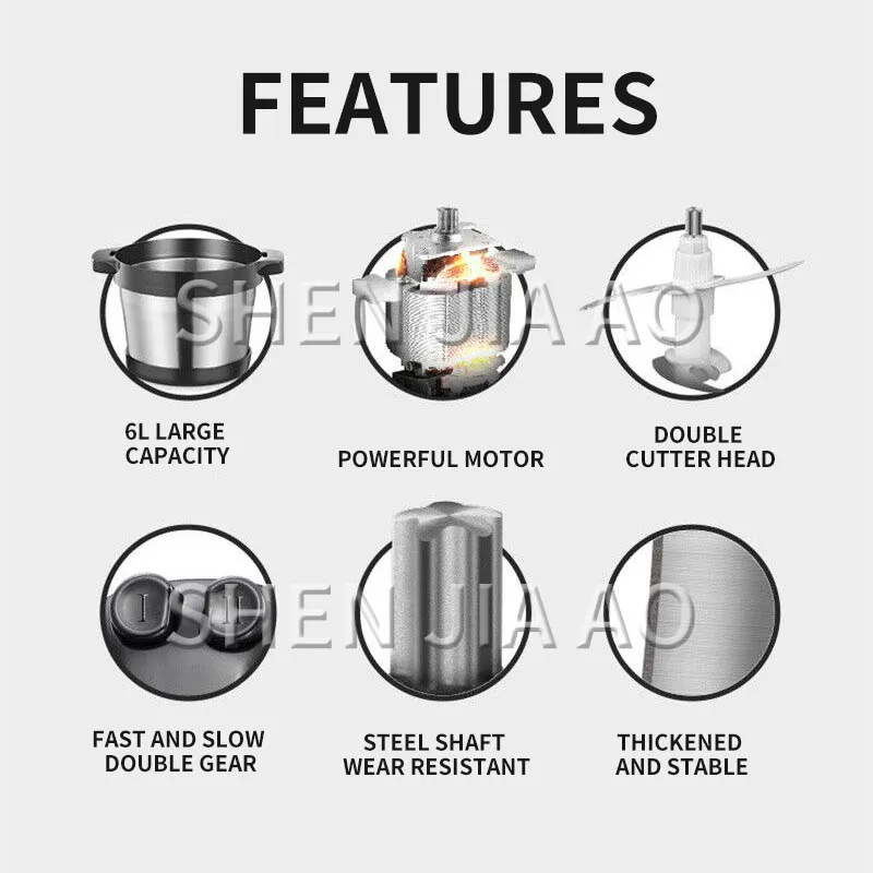 Многофункциональная электрическая мясорубка из нержавеющей стали 6 л | Бытовая