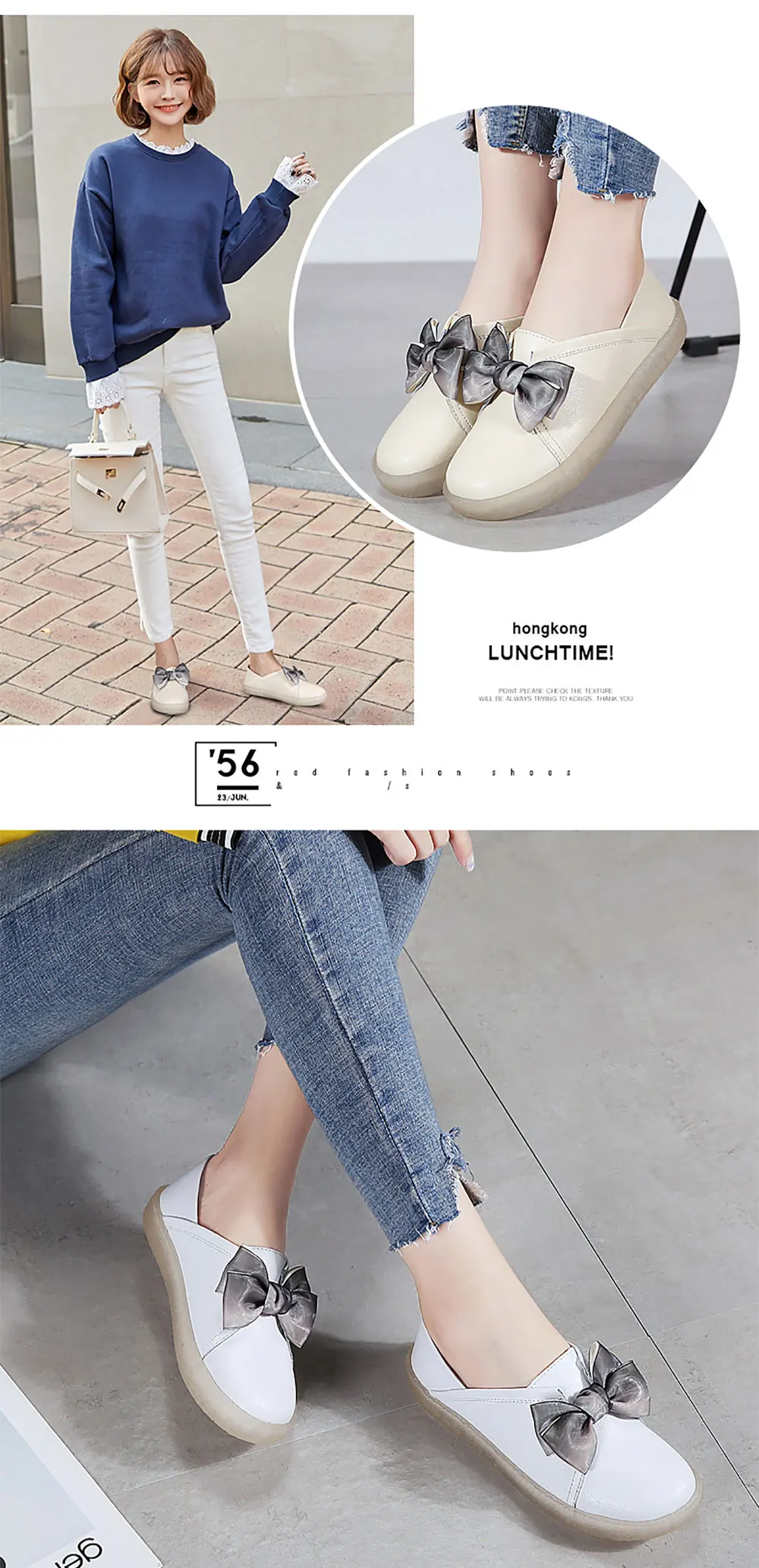 PEIPAH/Демисезонные женские слипоны из натуральной кожи; женские балетки на плоской подошве; повседневная женская обувь на плоской подошве с бантом-бабочкой