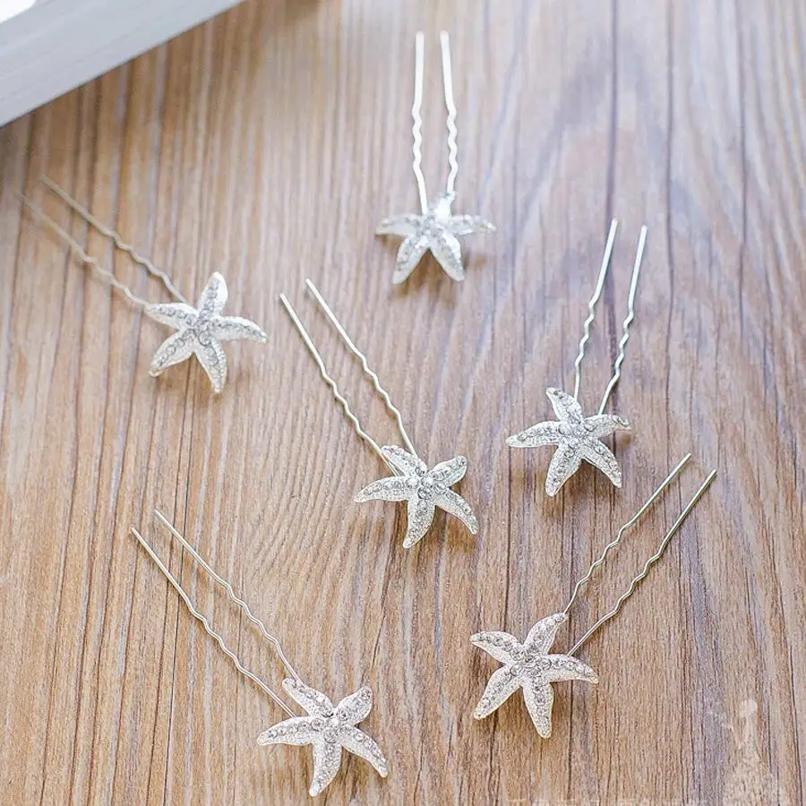 Серебряный Цвет Морская звезда головной убор с украшением в виде кристаллов