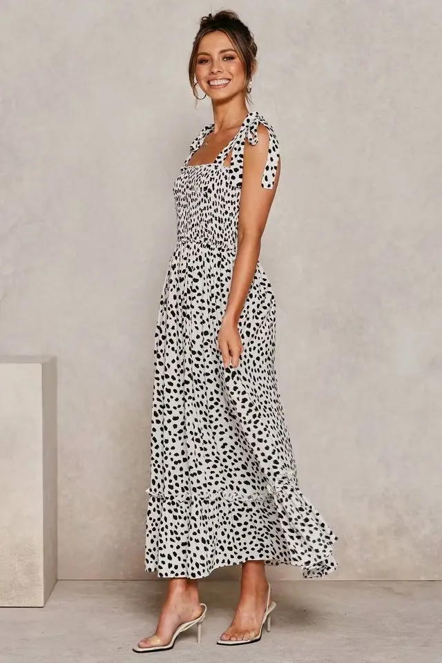 

Summer Long Dress Women's Elegant Sleeveless Strapless Floral Dress Elastic Lace Up Ladies Sexy Dress Rd89