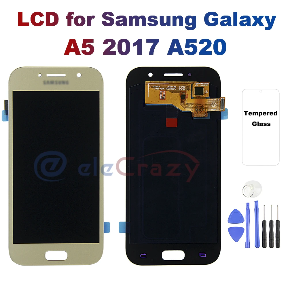 AMOLED for SAMSUNG Galaxy A5 2017 A520 SM-A520F LCD Display Touch Screen Digitizer Assembly Replacement 100% Testing