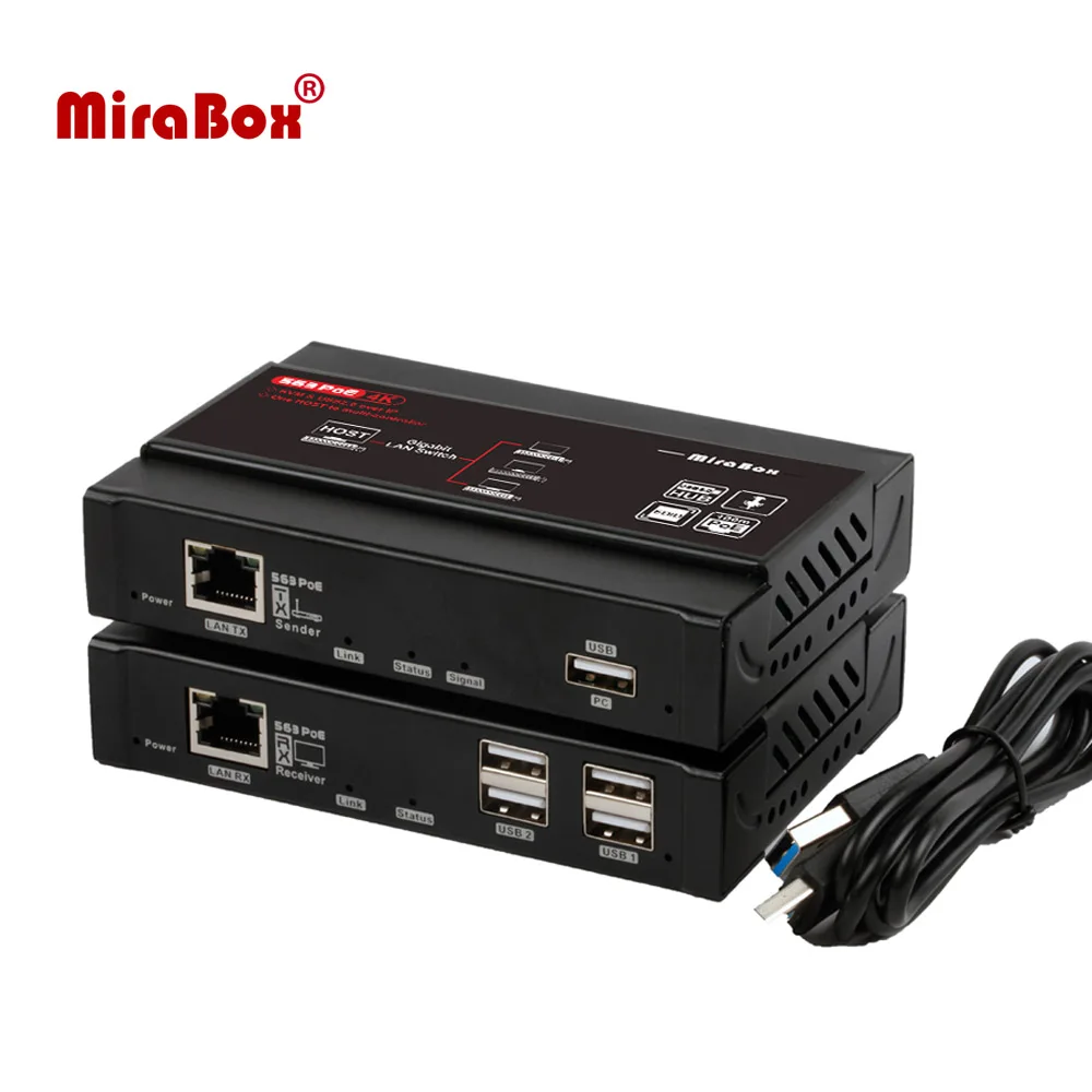 Mirabox 100m 4K KVM Extender USB Extender KVM over IP Cat5e/6 One to Many for PC