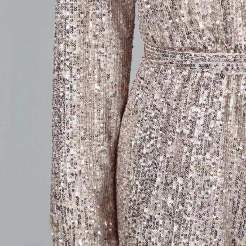 

2019 Autumn New Fashion Women's Dress Sexy Long Sleeve Sequined Belt Mini Bodycon Dress Club Celebrity Party Vestidos