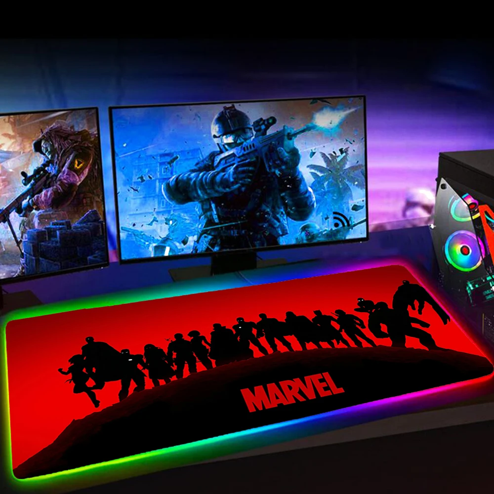 

RGB крутой игровой коврик для мыши Marvell, коврик для мыши с логотипом, коврик для клавиатуры L 60x30, коврик для мыши, резиновый нескользящий коври...