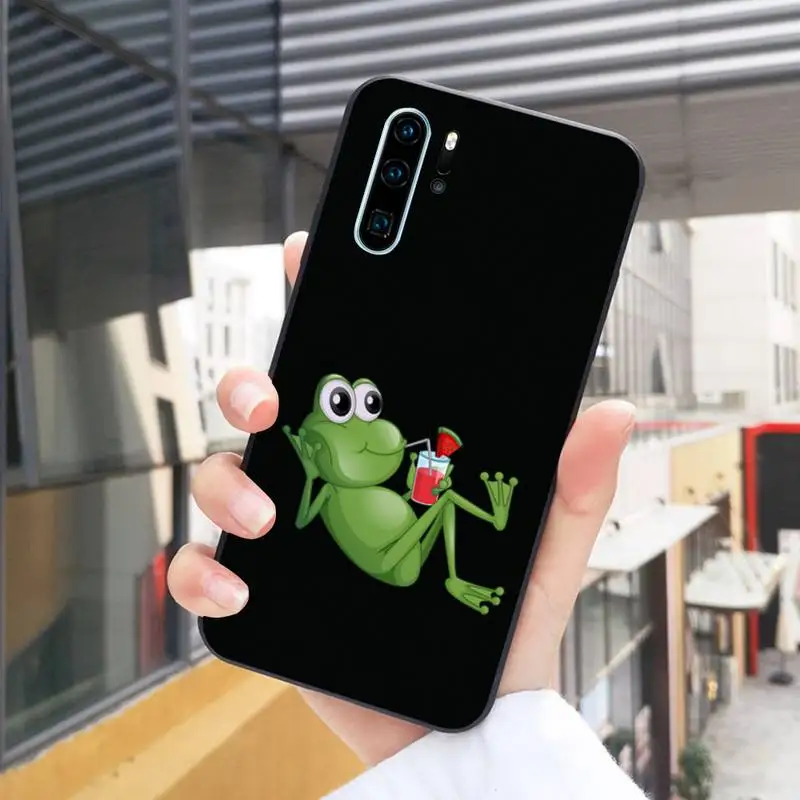 

Lovely Mr. Frog Phone Case Black For Huawei P10/20/30/40/20Pro/30Pro/30Lite/40Pro NOVA3/3E/3i/7SE Cases
