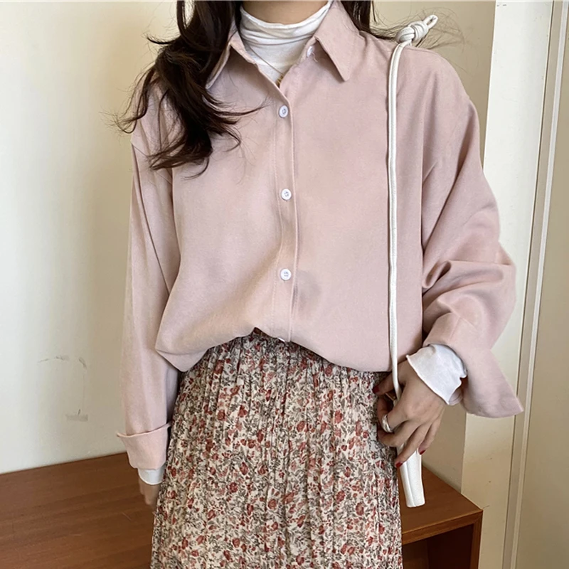 Блузка женская однобортная с отложным воротником модная рубашка карамельных