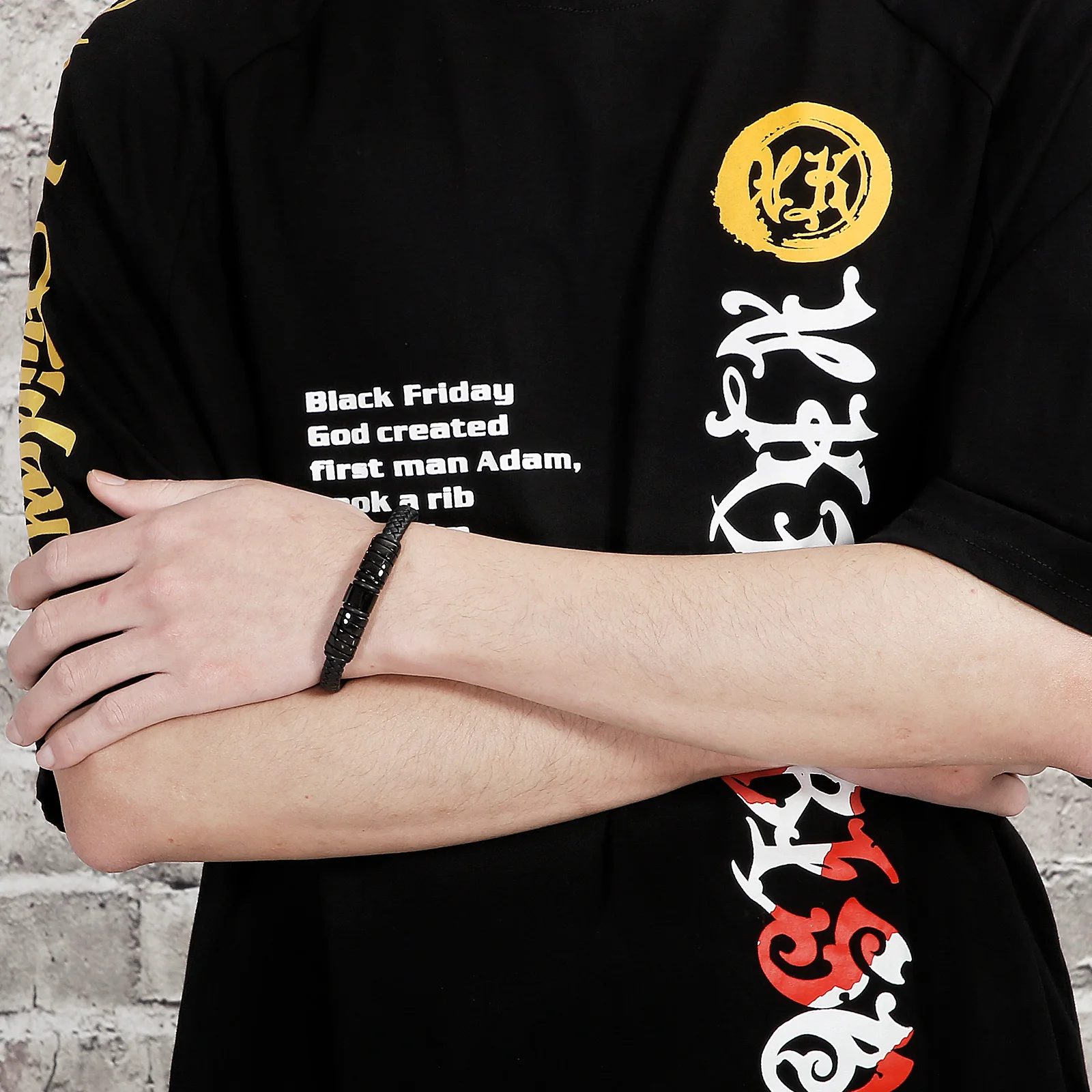 

Kalen 8mm Wide Black Rope Chain Black Stainless Steel Men's Vintage Bracelet Jewelry 2021