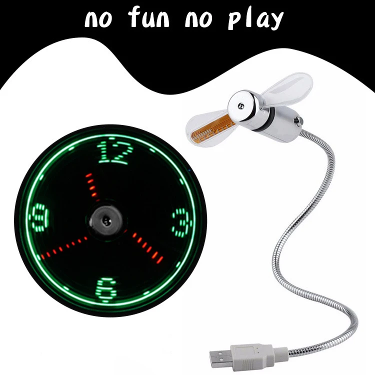 

Mini USB LED Light Fans Creative Time Temperature Display Cool Goose Neck Laptop Cooler Notebook Office Home Gifts Dropshipping