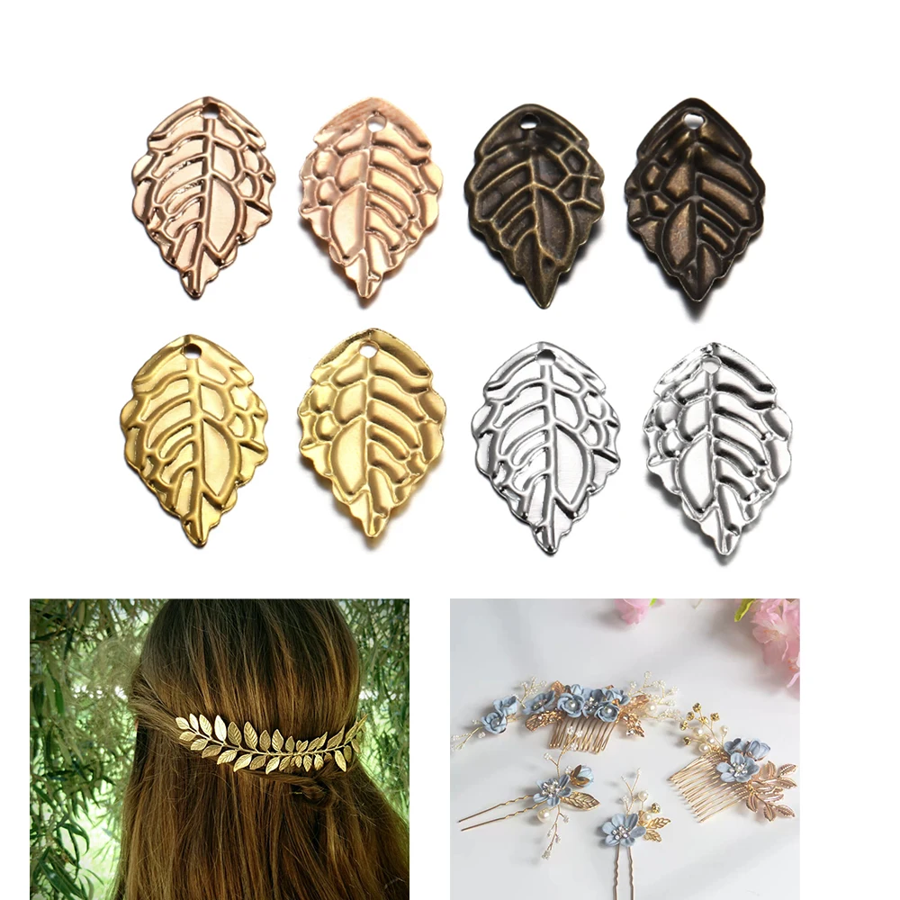 

100Pcs/Lot 10*18mm Stereoscopic Leaf Shape Charms Pendants Earrings Necklace Pendant For DIY Jewelry Making Supplies Accessories