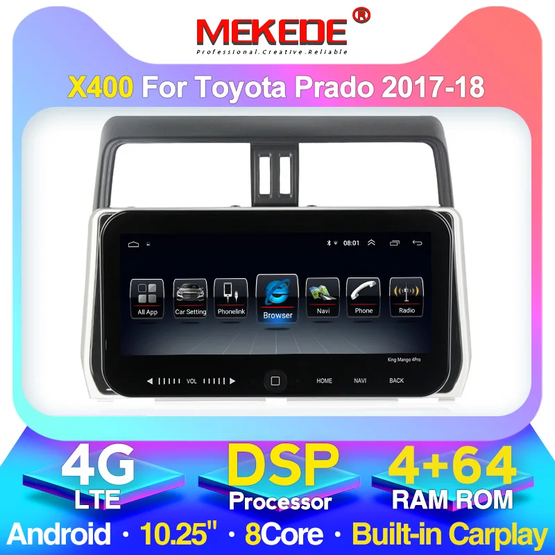 MEKEDE 10 25 ''экран 4G + 64G Автомобильный dsp аудио стерео для Toyota Land cruiser Prado 150 2018 2019 gps