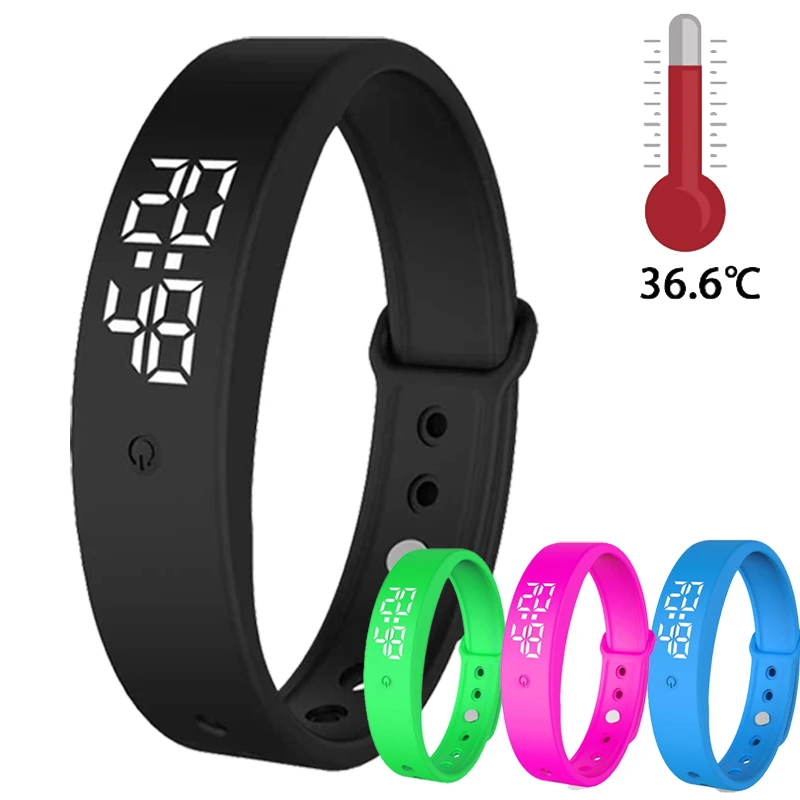 

New sports waterproof silicone smart bracelet temperature monitoring alarm clock stopwatch 3D step counter health monitoring