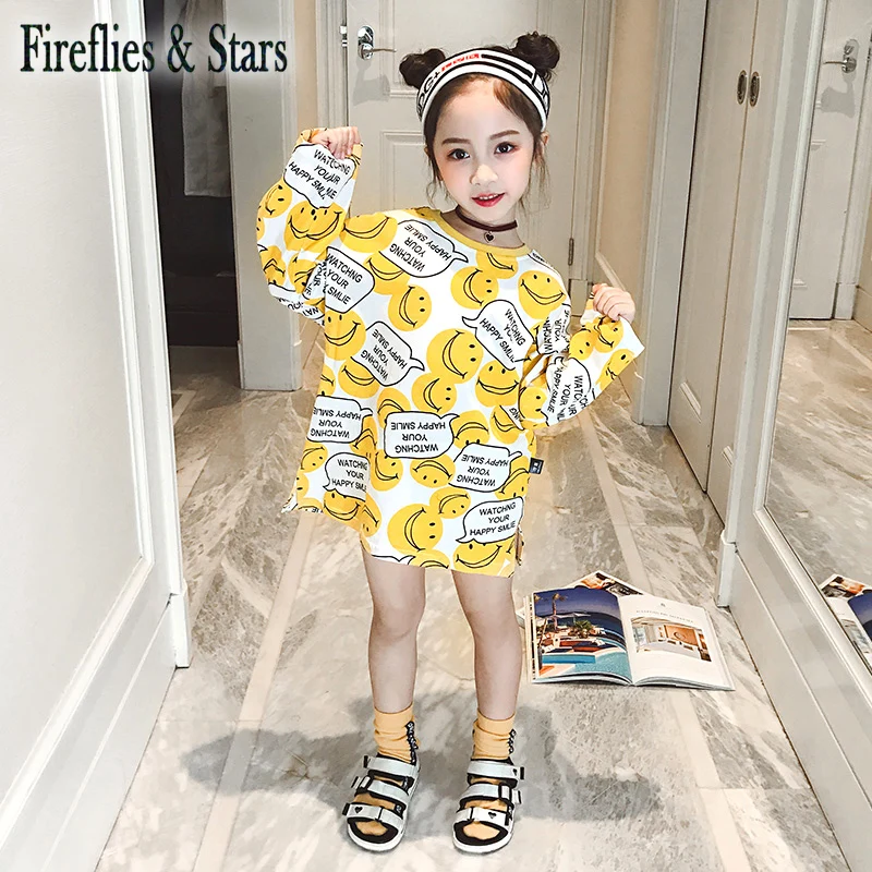 Весенняя футболка для девочек пуловер малышей детская длинная Детская уличная