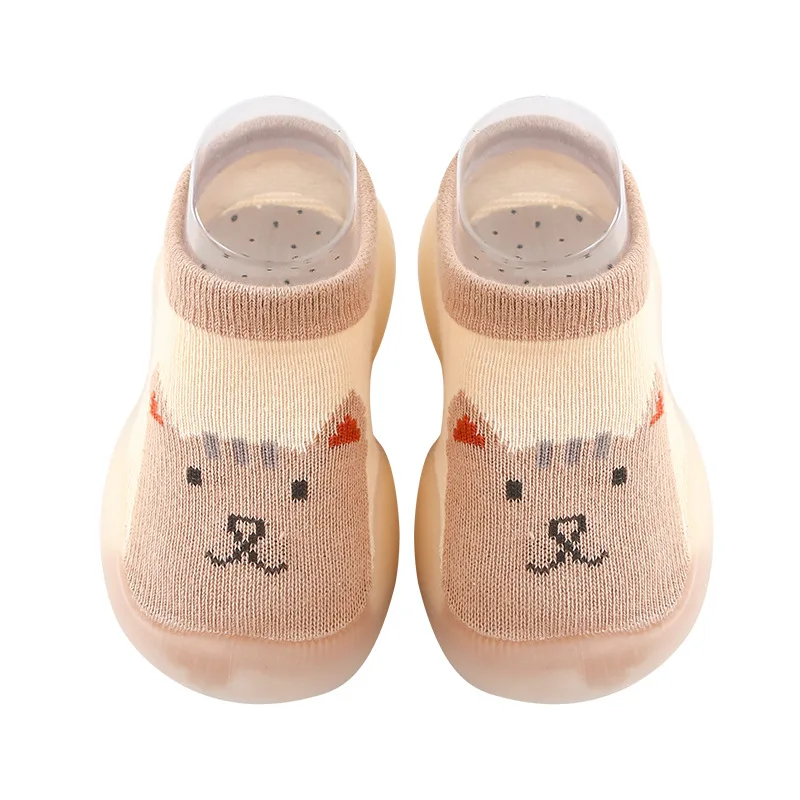 

1Pcs Khaki Bear Unisex Baby Shoes Toddler First Walkers Boy Soft Sole Rubber Outdoor Baby Cute Animal Baby Booties Anti-Slip
