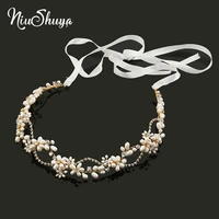 niushuya handmade wired hairband crystal rhinestones freshwater pearls wedding hair accessories hairband bridal headband jewelry