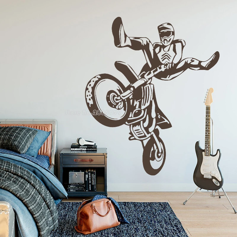 Творческий Фристайл Мотокросс виниловые наклейки на стены Стикеры