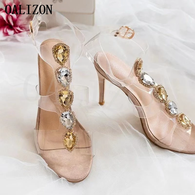 

Transparent PVC Sandals Women Luxury Crystal Bling High Heel Stilettos Sexy Pumps Summer Shoes Peep Toe Women Pumps Wedding Shoe