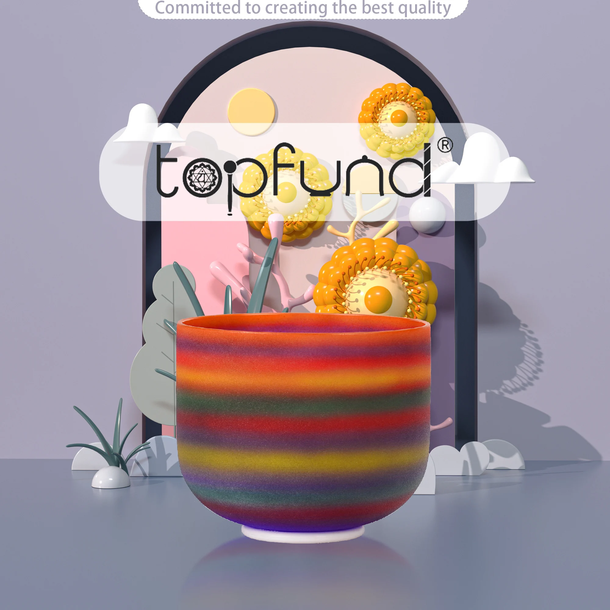 Радужная кварцевая Хрустальная Поющая чаша topфонд 8 дюймов для заживления с