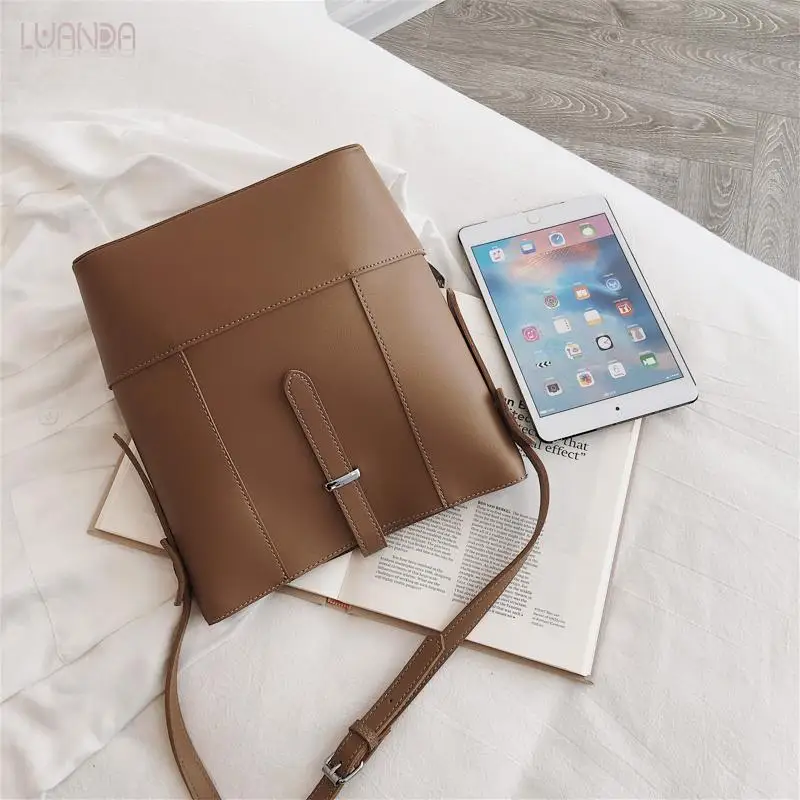 Модная женская сумка через плечо универсальное ведро простой стиль