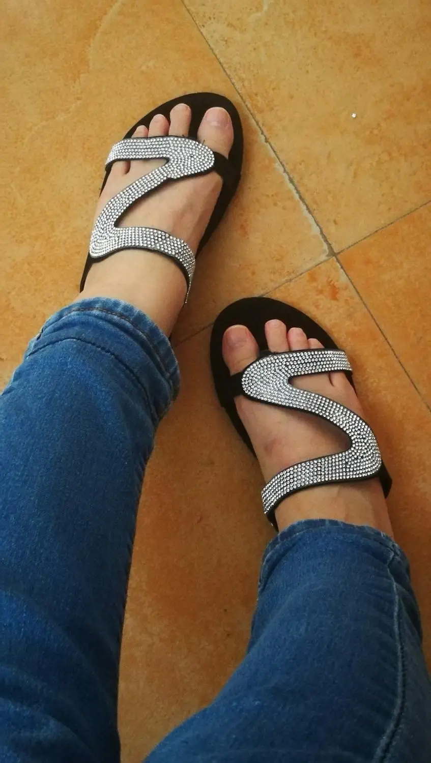 2020 модные пикантные летние женские сандалии Серебряные со стразами Блестящие на