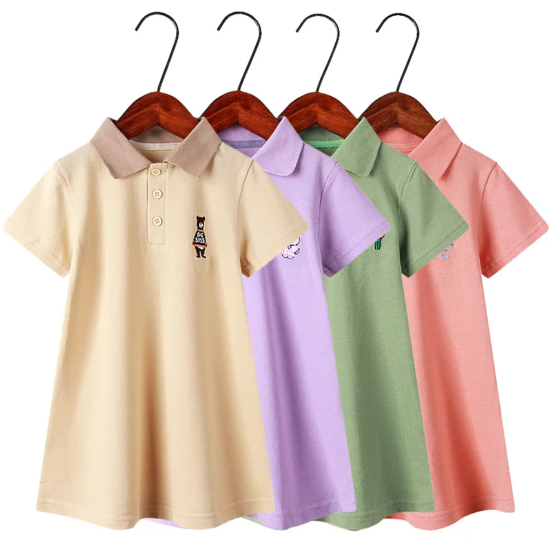 

Knitted Cotton Kids Clothes Girls Summer Dress Cartoon Embroidery Toddler Girl Clothes Children Dresses College Casual Dress