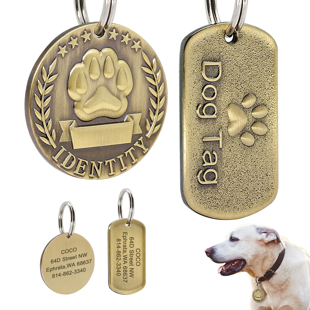 

Custom Engraved Dog ID Tag Stainless Steel Dogs Name Tags Personalized Anti-lost Nameplate Pet Accessories Free Engraving