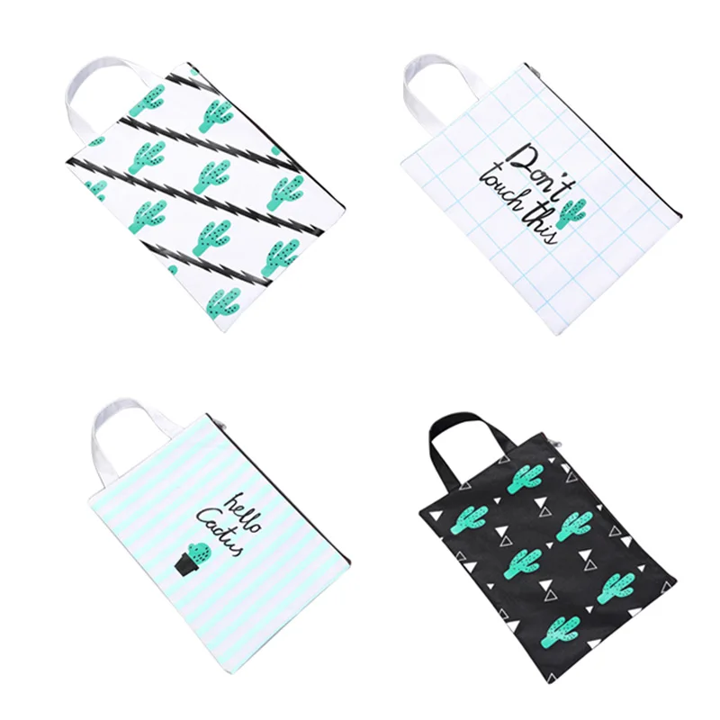 

New Cactus Oxford Cloth Large Capacity File Holder Bag Stationery Organizer Zipper Bag School Office Supplies DOM668