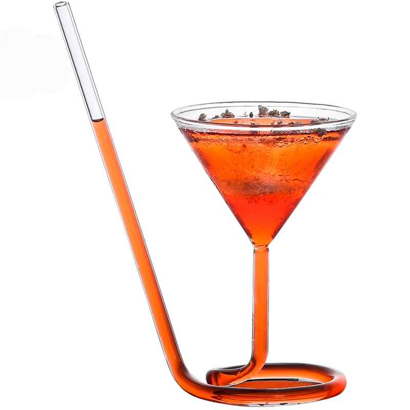 

110ml Creative Screw Spiral Straw Molecular Cocktail Glass Bar Party Wine Transparent Glass Martini Champagne Glass Wine Glass