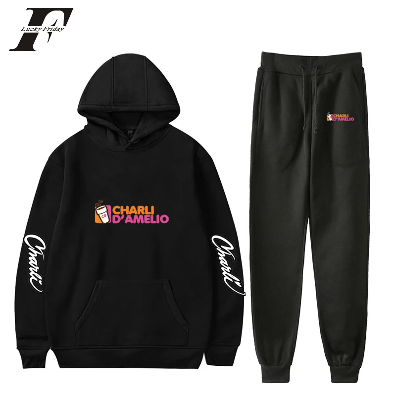 

Iced Coffee Charli Damelio Merch Two Piece Set Women Hoodie Sweatshirt Suit Pants Sets Unisex Clothing Top Tracksuit Kpop New