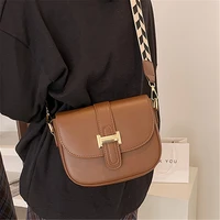 solid color flap square crossbody bags for women pu leather trendy wide strap designer handbags ladies luxury small shoulder bag