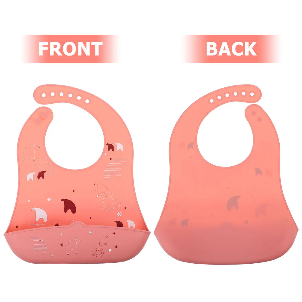 

Baby Bib With Catcher Waterproof Silicone Baby Feeding Bib For Baby Toddler