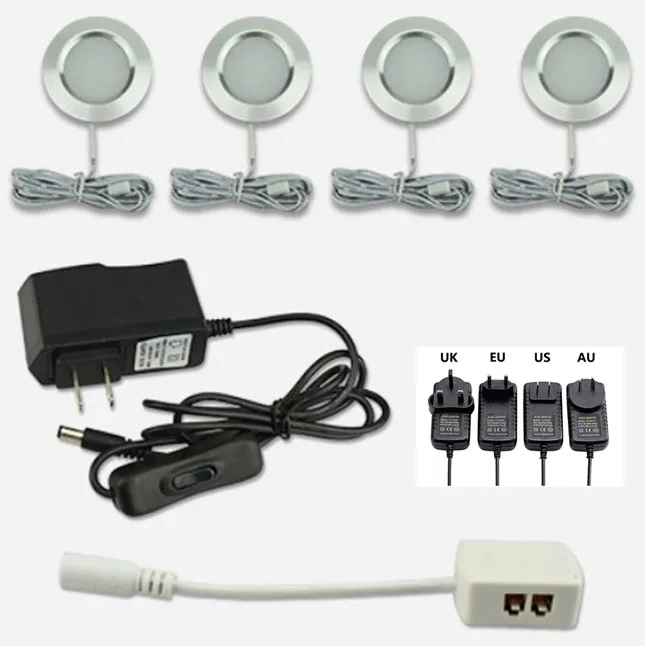 Светодиодный подсветка для шкафов 12V 3W Кухня счетчик мебельная полка освещение под шкаф украшения мебели круглый точечные лампы
