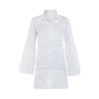 Hirigin женские пляжные рубашки платье Cover Up летние купальники дамы кнопка вверх белого цвета с длинными рукавами и отверстиями на верхнем слое свободный купальный костюм S-XL