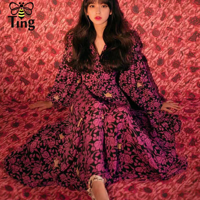 Дизайнерское модельное платье миди Tingfly с цветочным принтом Длинные вечерние