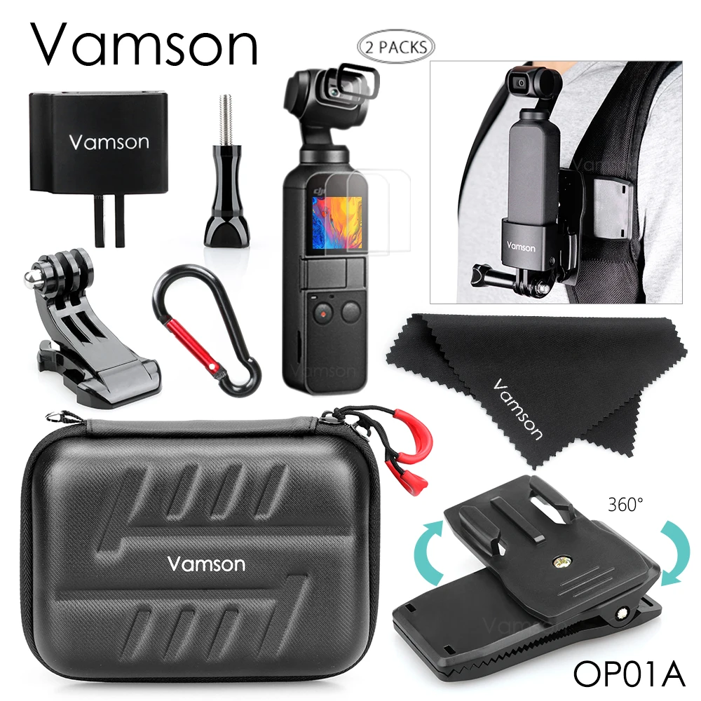 

Набор аксессуаров Vamson для экшн-камеры DJI OSMO Pocket 2, 1, водонепроницаемая сумка для переноски, жесткий футляр + закаленное стекло OP01A