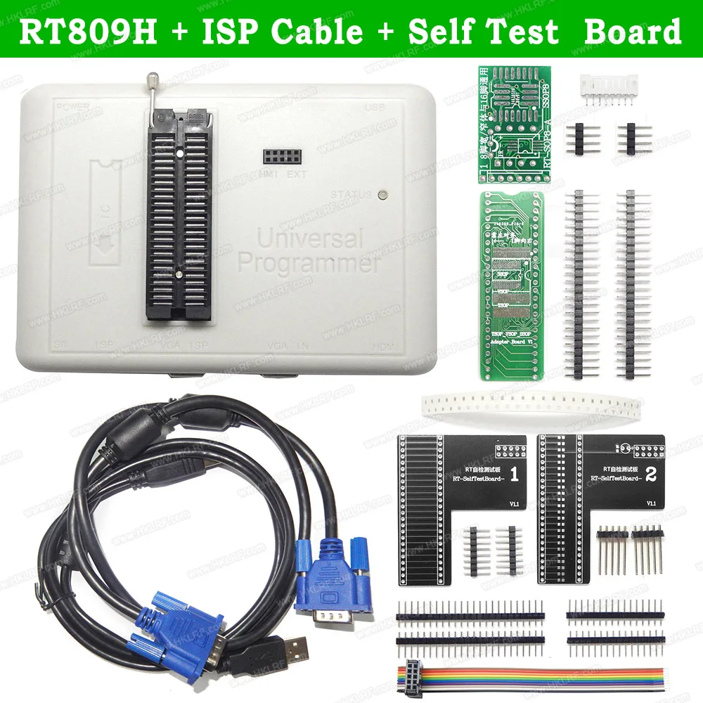 RT809H ISP TestBoard RT809H Универсальный EEPROM USB программатор+ 45 адаптеров BGA64 TSOP48 с всасывающей ручкой+ SOP8 клип лучше, чем RT809F программатор - Цвет: RT809H ISP TestBoard