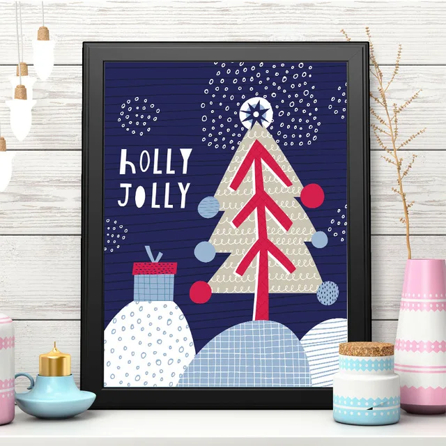 Рождественские украшения для дома Дерево стены Искусство Холст плакат живопись