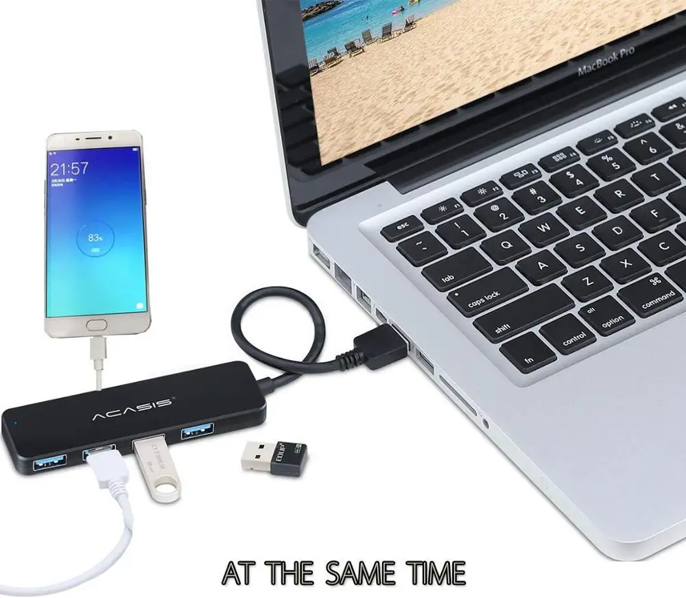 Концентратор USB 3,0, 4 порта, USB 2,0, внешний разветвитель с микро USB портом, Зарядка Для iMac, аксессуары для ноутбука, компьютера, концентратор, USB адаптер