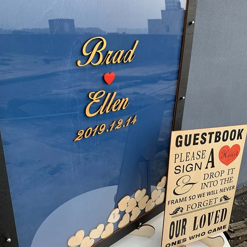 Подгоняйте деревенский деревянный Гостевая книга черная рамка