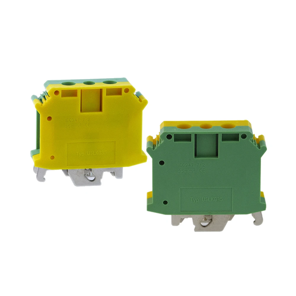 PE Din Rail Terminal Blocks Ground UISLKG-35 Earth Universal Class Connector Screw Terminal Block UISLKG35 1PIECE