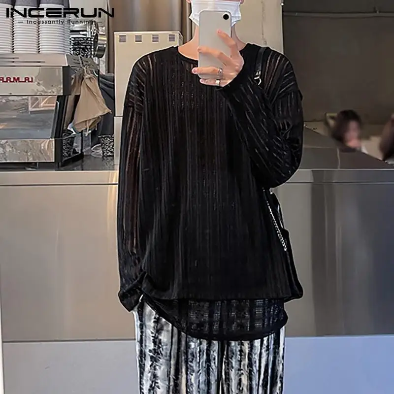 

Stylish Handsome Well Fitting New Men Camiseta Hot Sale Loose Comeforbale Tees Male Fashion Long-sleeved T-shirts S-5XL INCERUN