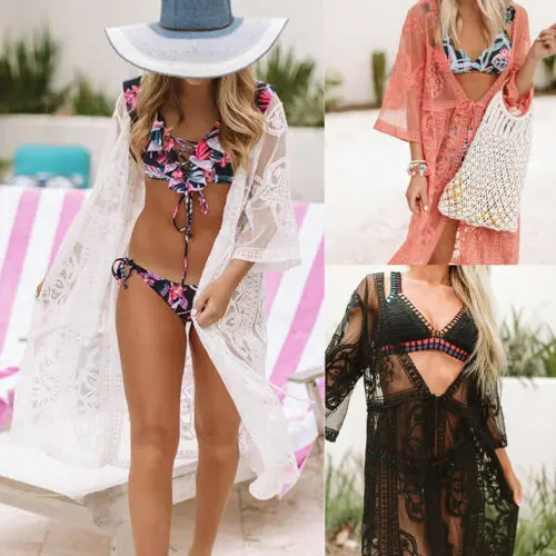 Сексуальное женское летнее пляжное платье купальники кружевное вязаное бикини