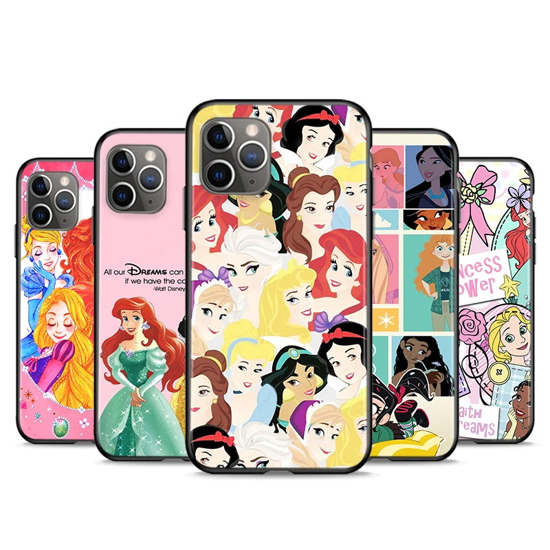 

Disney cute princess Soft TPU For Apple iPhone 13 12 11 SE XS XR X 7 8 6 5 S mini Plus Pro MAX 2020 Black Phone Case