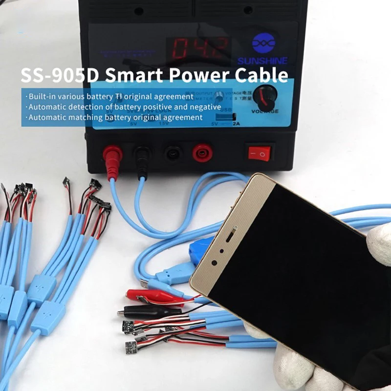 

SUNSHINE Smart Phone RepairTool Boot Power Line ON/OFF Service DC Supply Current Testing Cable For 5G-11 Pro Max Android SS-905D