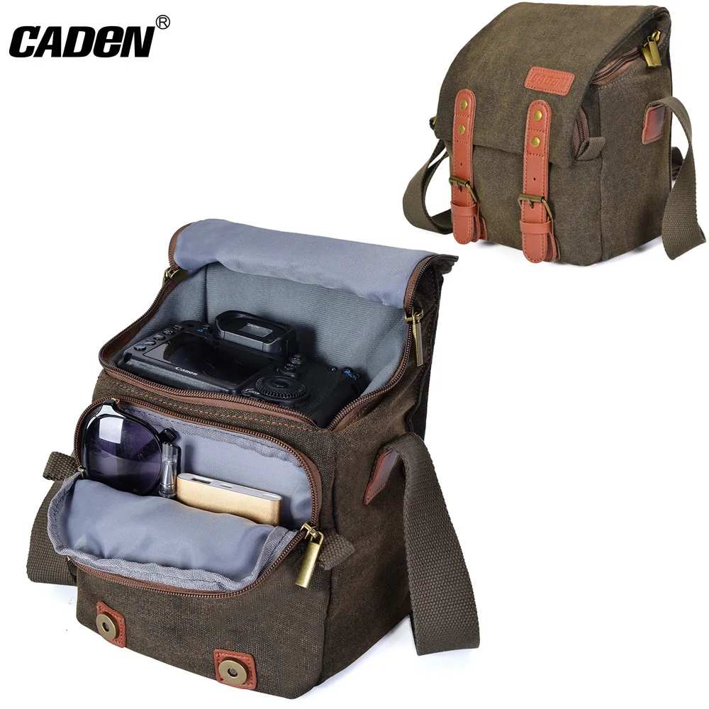 

CADeN DSLR Camera Bag Causual Water-resistant Canvas Camera Sling Bag for Canon Nikon Sony Shockproof Lens Case for Photography
