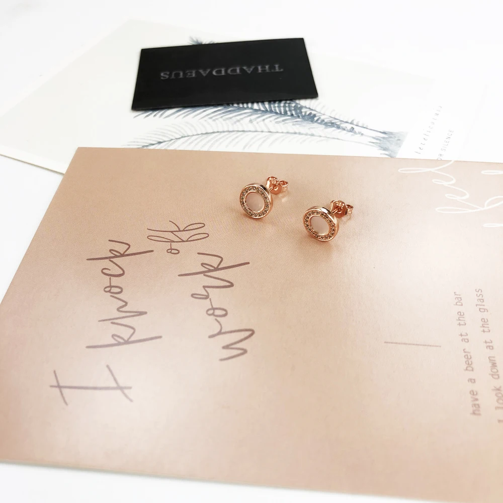 Круглые серьги гвоздики из розового золота модные хорошие украшения в