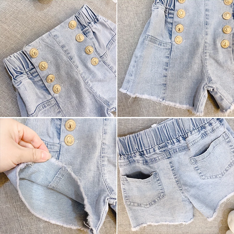 

Baby girls denim shorts summer new fashion Double breasted design shorts kids pants children causl shorts 3-10Y ws1538