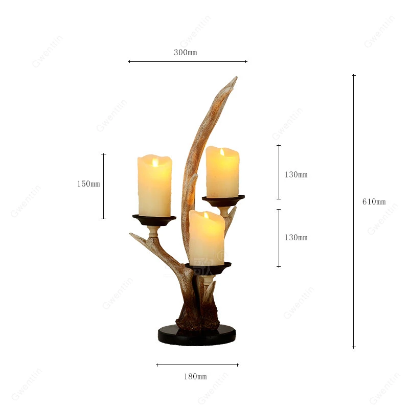 Винтаж рога подсвечник лампы для гостиной спальни настольная лампа Светодиодная