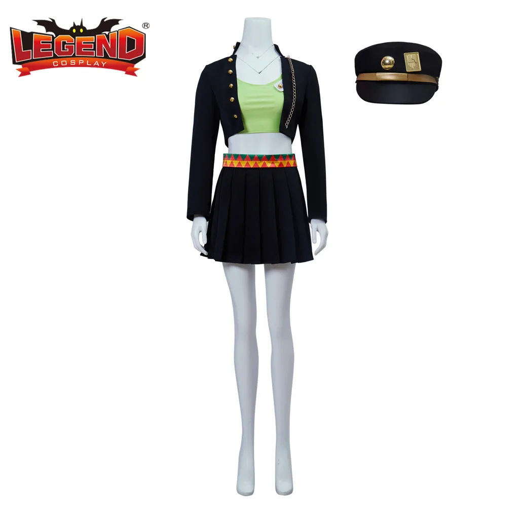 JoJo's Bizarre Jotaro Kujo black outfit Cosplay Costume Adventure Kujo Jotaro Cosplay Uniform female dress Suit Jacket Hat
