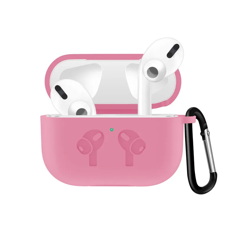 Розовый Мягкий силиконовый чехол для AirPods 3 BuckleShockproof чехол для Airpods Pro зарядный чехол светодиодный защитный чехол Аксессуары для наушников - Цвет: Розовый