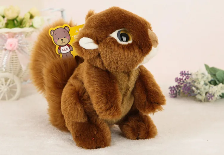 Squirrel " /18 см реалистичные кошки собаки корова Шнауцер плюшевые игрушки, забавные реалистичные Реальная жизнь диких животных Ежик мягкие игрушки подарки для детей - Цвет: Squirrel